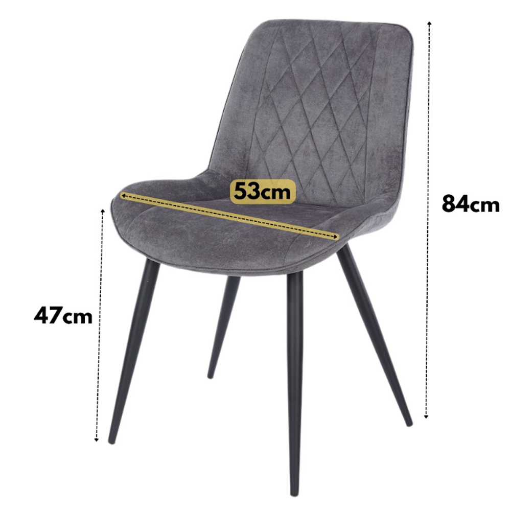 Arta Square Oak Wooden Dining Table with 2 Grey Diamond Stitch Fabric Chairs