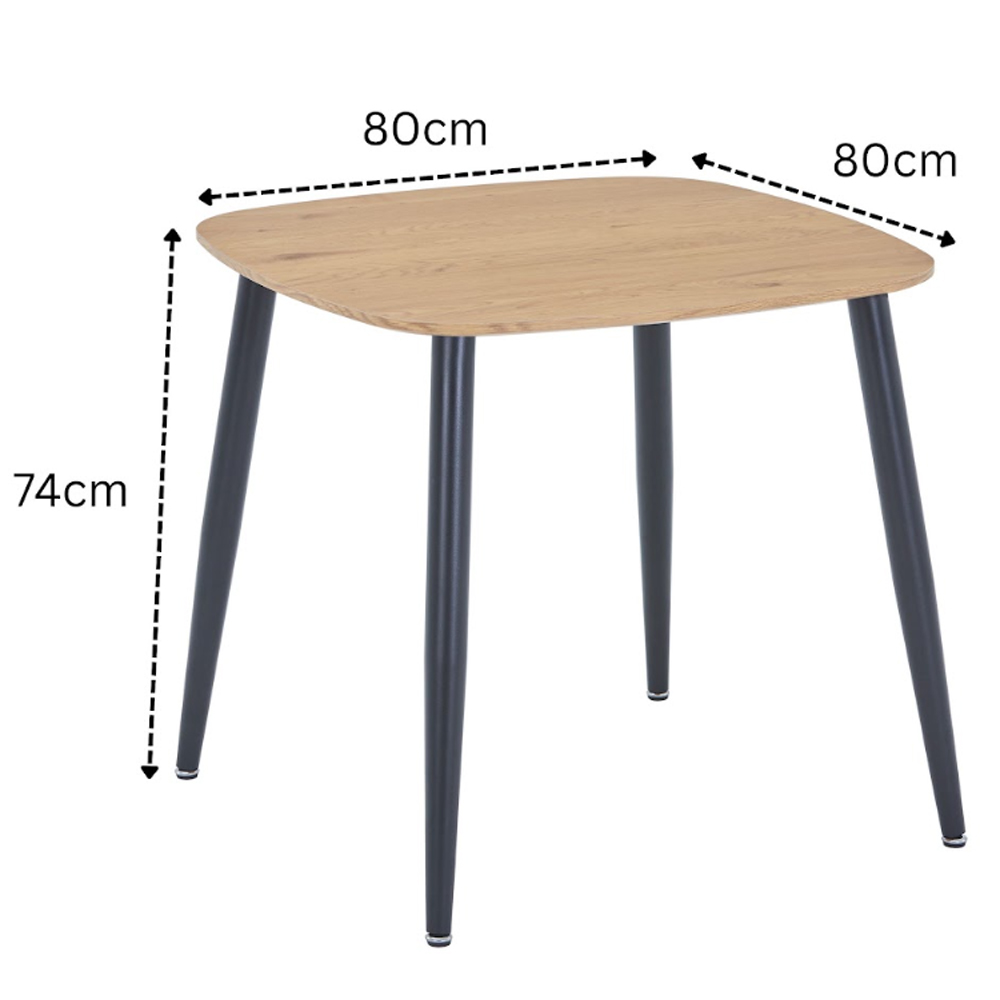 Arta Square Oak Wooden Dining Table with 2 Light Grey Fabric Chairs