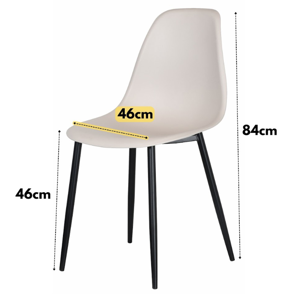 Arta Square Oak Wooden Dining Table with 4 Calico Plastic Chairs