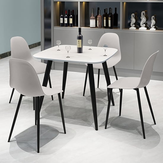 Product photograph of Arta Square White Dining Table With 4 Duo Calico Chairs from Furniture in Fashion