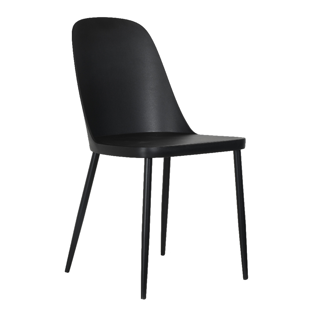 Arta Square White Wooden Dining Table 2 Curve Plastic Black Chairs