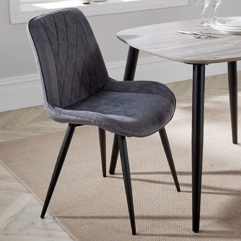 Arta Square White Wooden Dining Table 2 Dark Grey Diamond Chairs