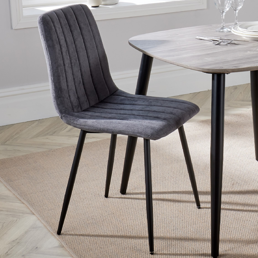 Arta Square White Wooden Dining Table 2 Dark Grey Straight Chairs