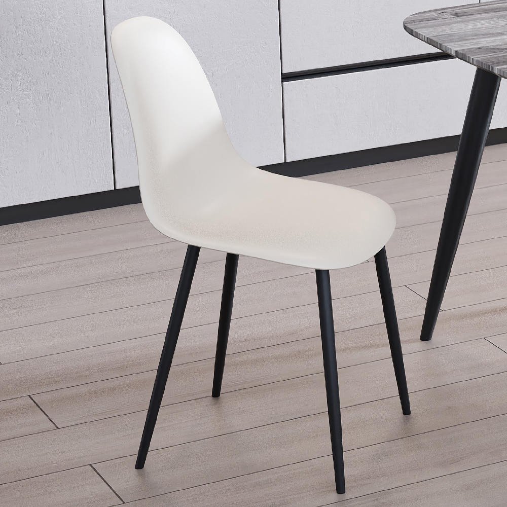 Arta Square White Wooden Dining Table 2 Duo Plastic Calico Chairs