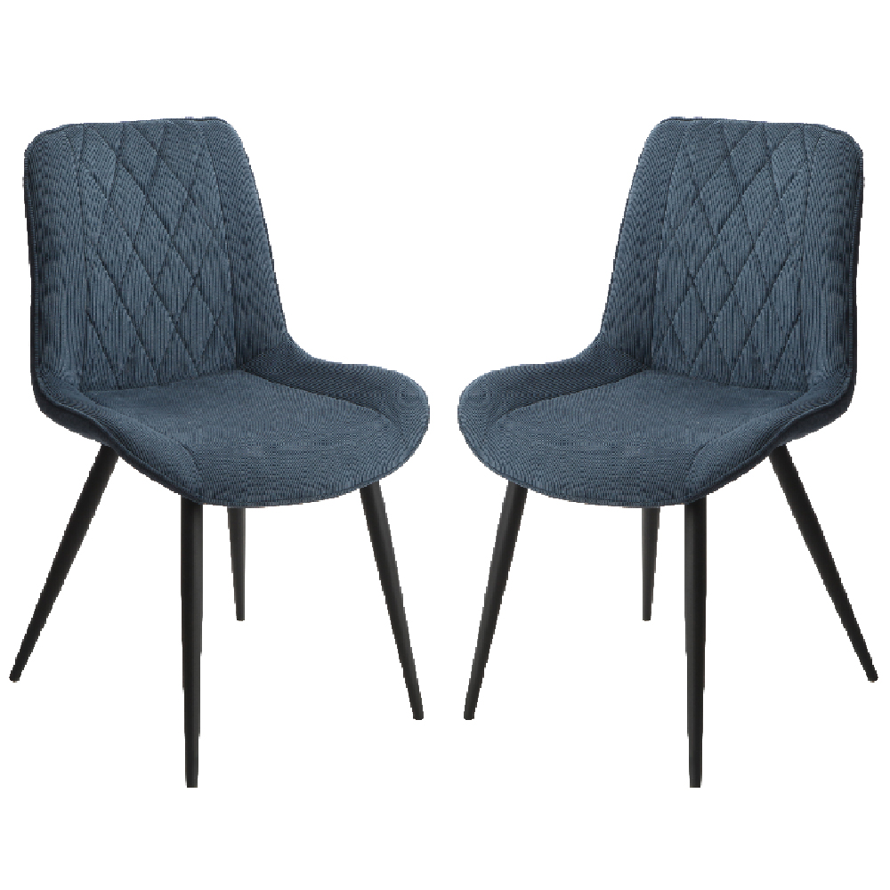 Arta Square White Wooden Dining Table 4 Blue Diamond Chairs