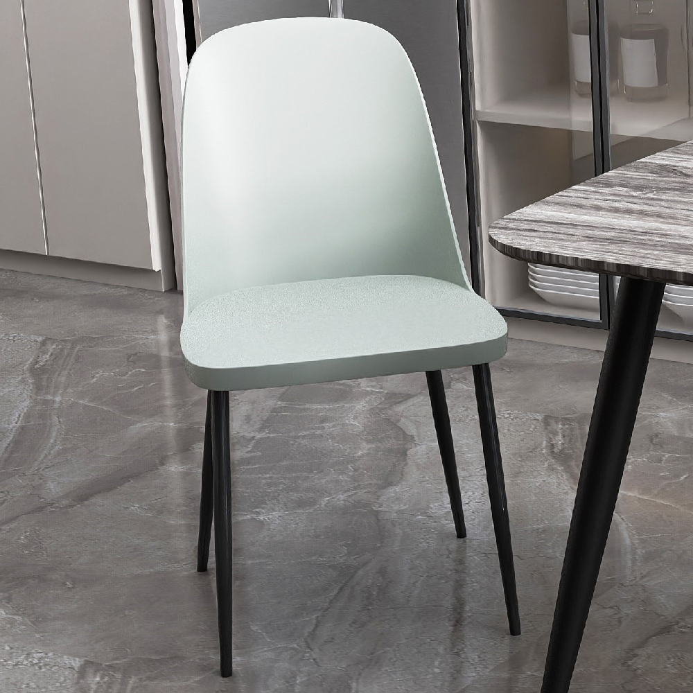 Arta Square White Wooden Dining Table 4 Curve Plastic Grey Chairs