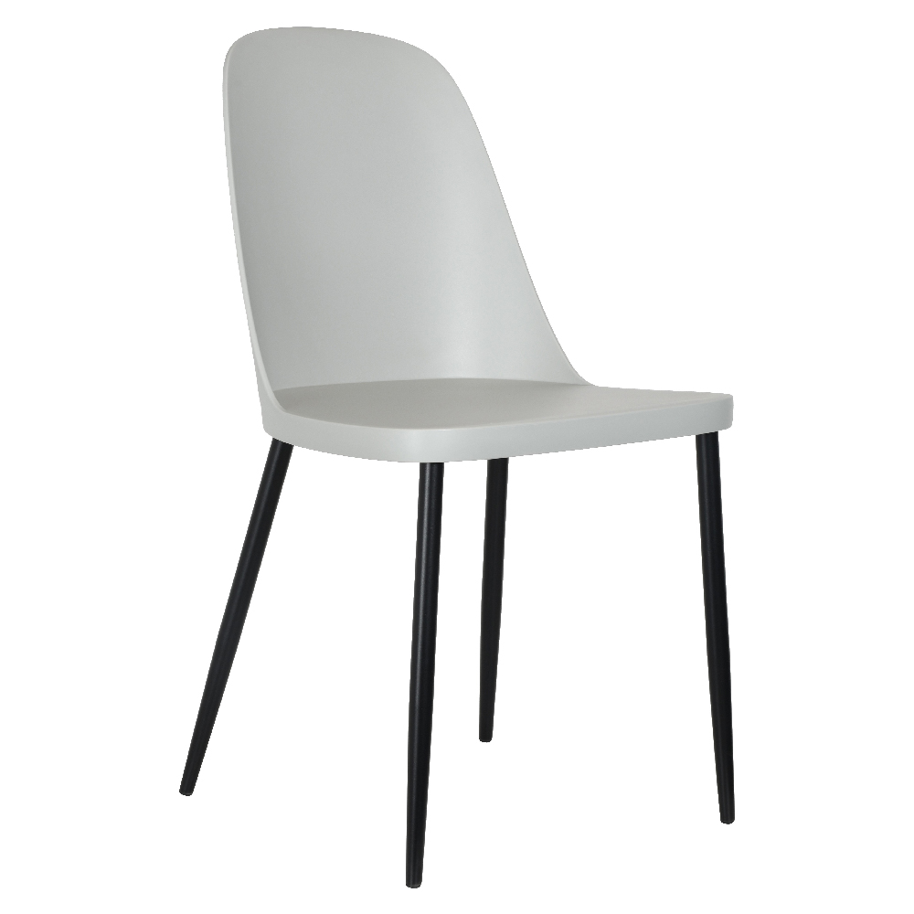 Arta Square White Wooden Dining Table 4 Curve Plastic Grey Chairs