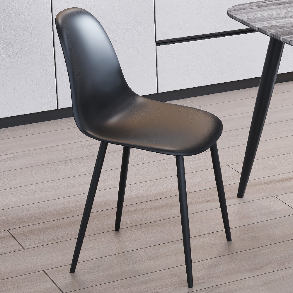 Arta Square White Wooden Dining Table 4 Duo Plastic Black Chairs