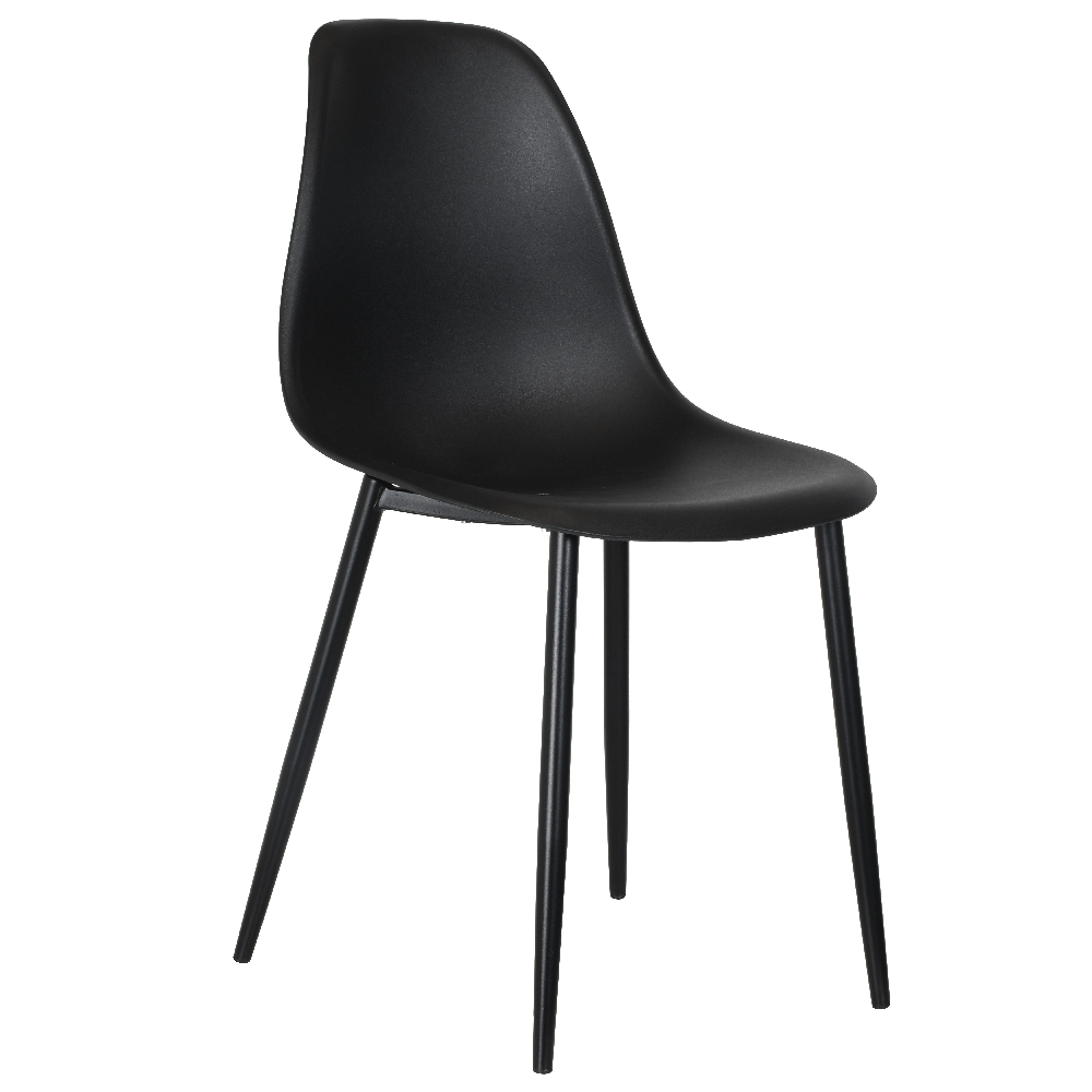 Arta Square White Wooden Dining Table 4 Duo Plastic Black Chairs