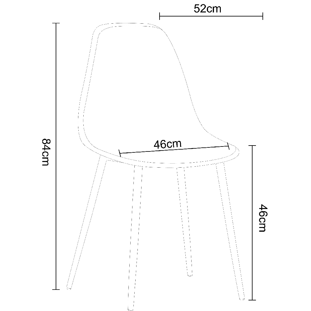 Arta Square White Wooden Dining Table 4 Duo Plastic Black Chairs