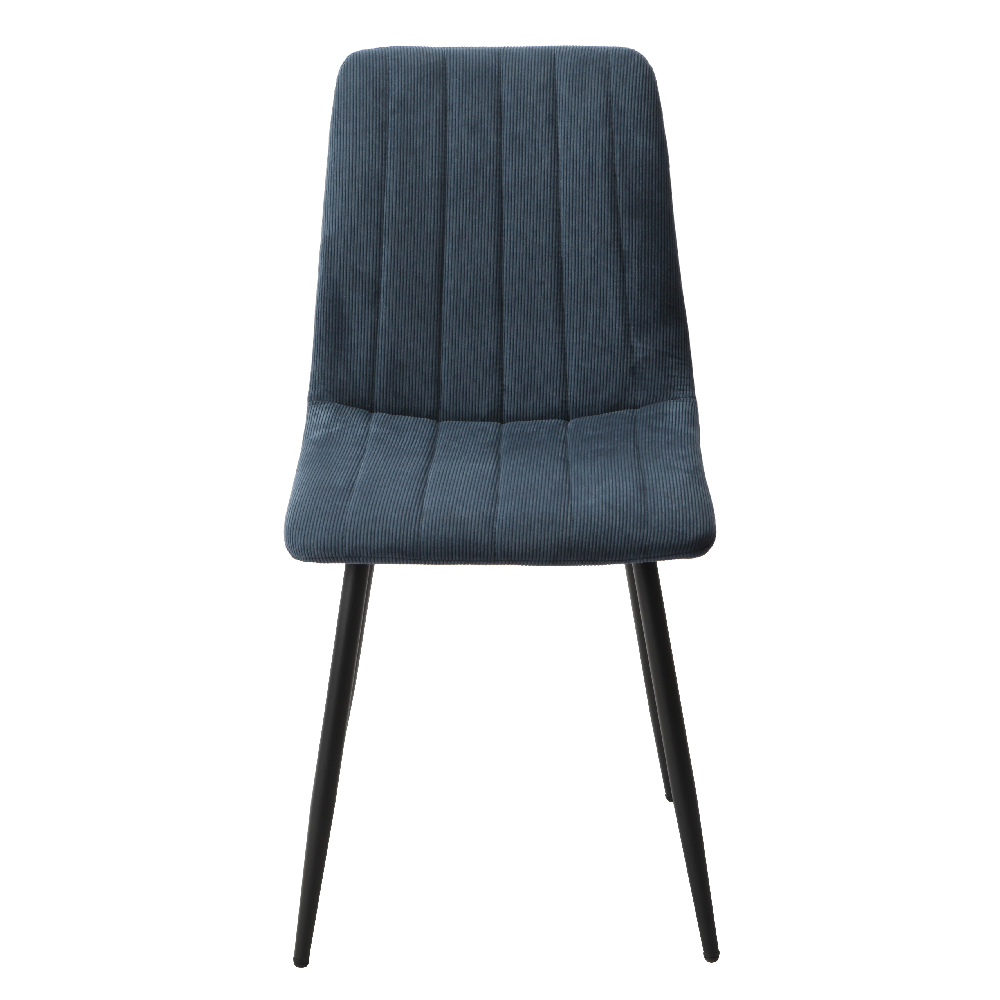 Arta Straight Stitch Blue Fabric Dining Chairs In Pair