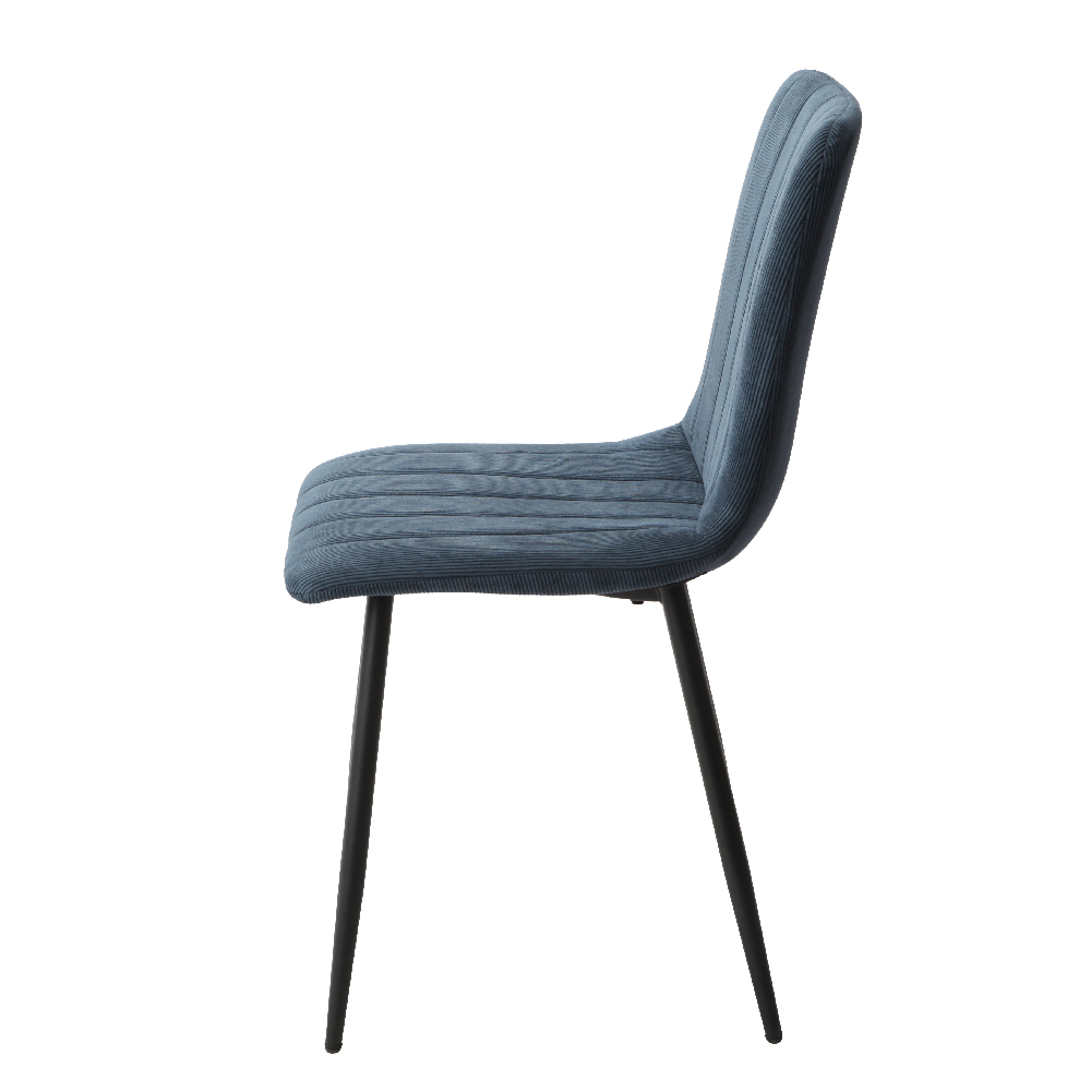 Arta Straight Stitch Blue Fabric Dining Chairs In Pair