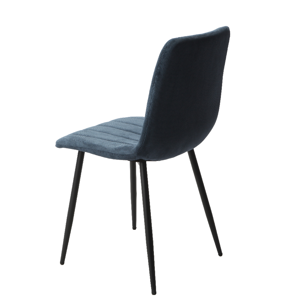 Arta Straight Stitch Blue Fabric Dining Chairs In Pair