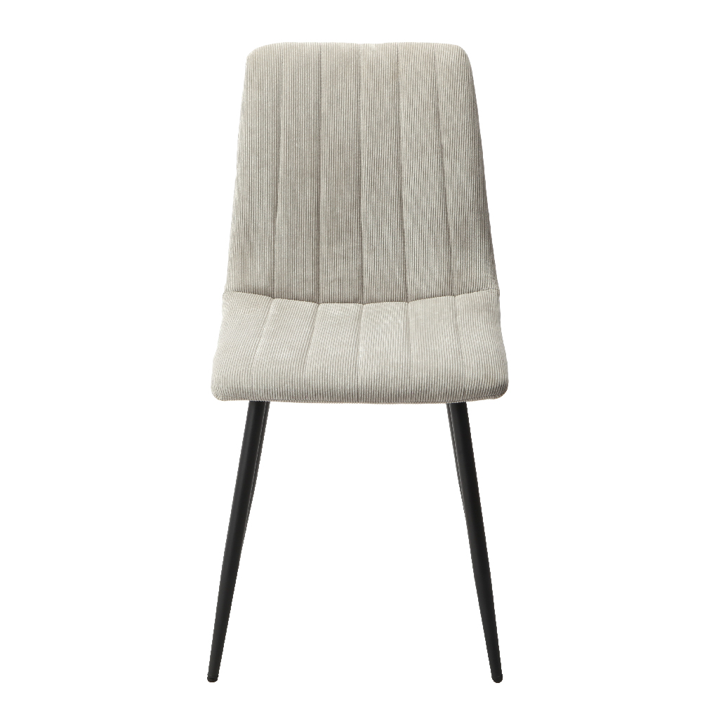Arta Straight Stitch Light Grey Fabric Dining Chairs In Pair