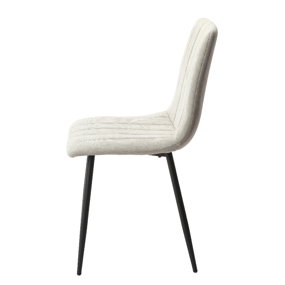 Arta Straight Stitch Light Grey Fabric Dining Chairs In Pair