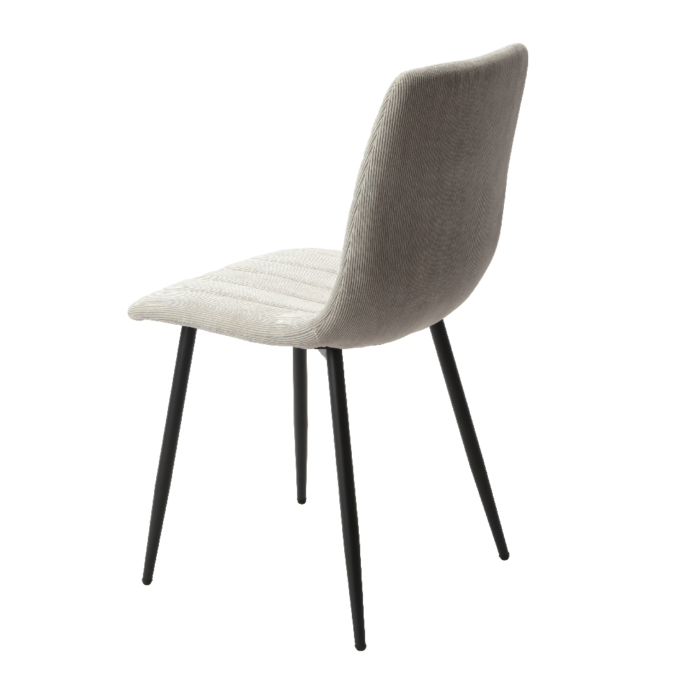 Arta Straight Stitch Light Grey Fabric Dining Chairs In Pair