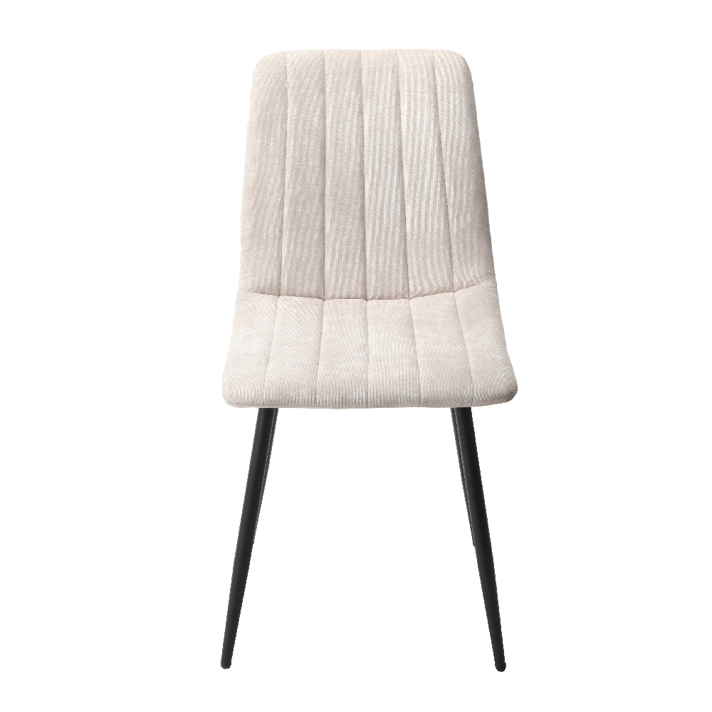 Arta Straight Stitch Natural Fabric Dining Chairs In Pair