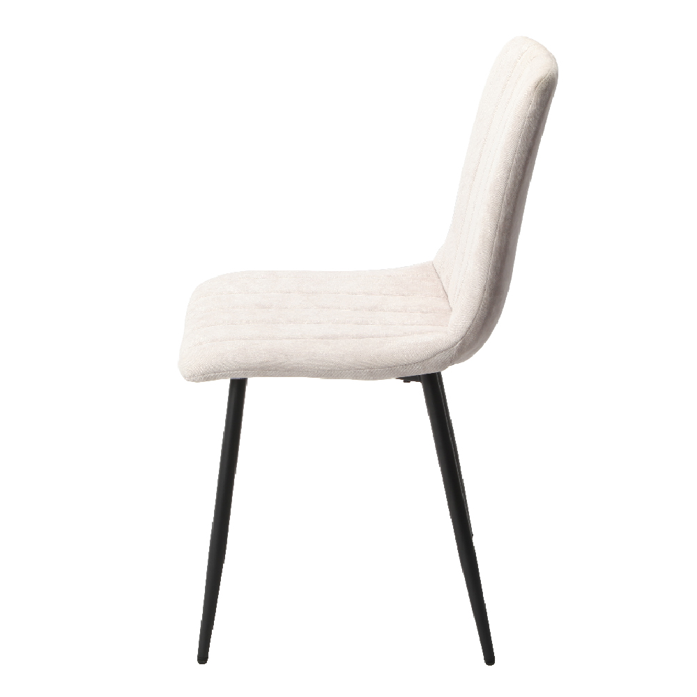 Arta Straight Stitch Natural Fabric Dining Chairs In Pair