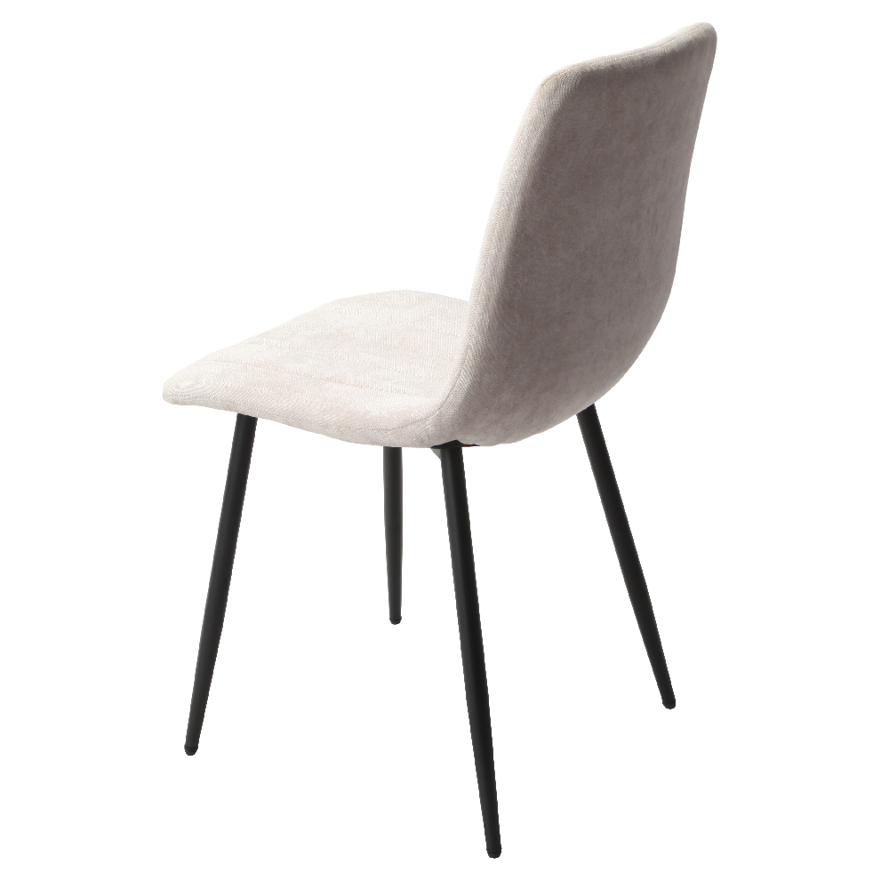 Arta Straight Stitch Natural Fabric Dining Chairs In Pair