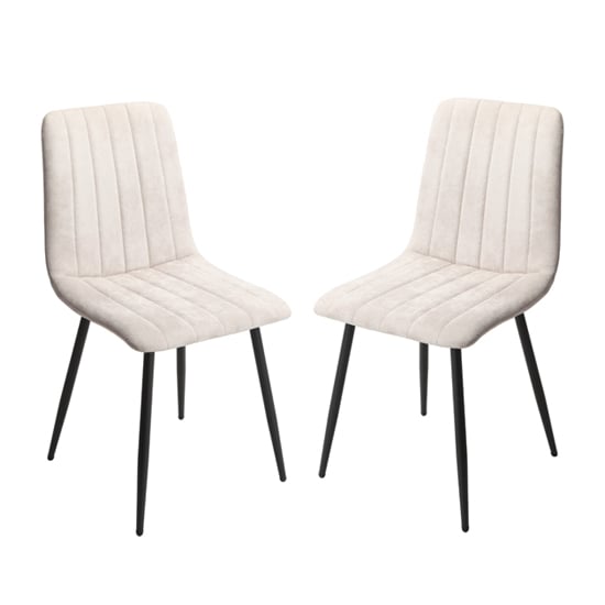 Product photograph of Arta Straight Stitch Natural Fabric Dining Chairs In Pair from Furniture in Fashion