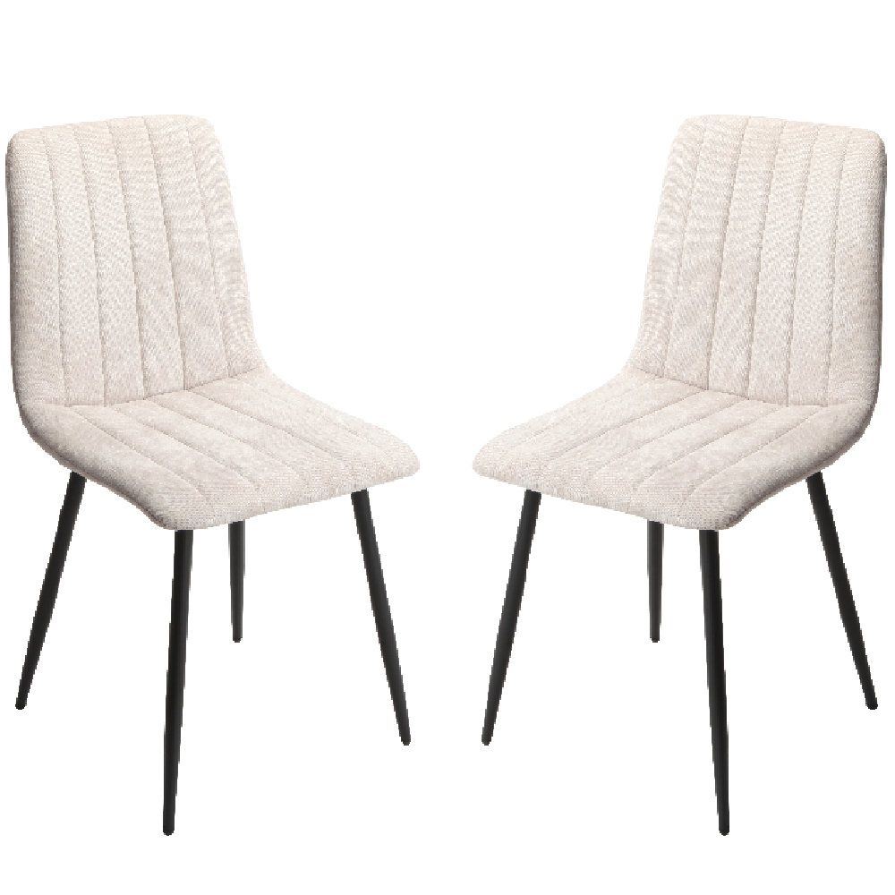 Product photograph of Arta Straight Stitch Natural Fabric Dining Chairs In Pair from Furniture in Fashion