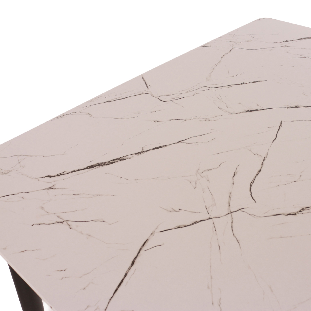 Arta White Marble Effect Dining Table With 4 Fabric Grey Chairs