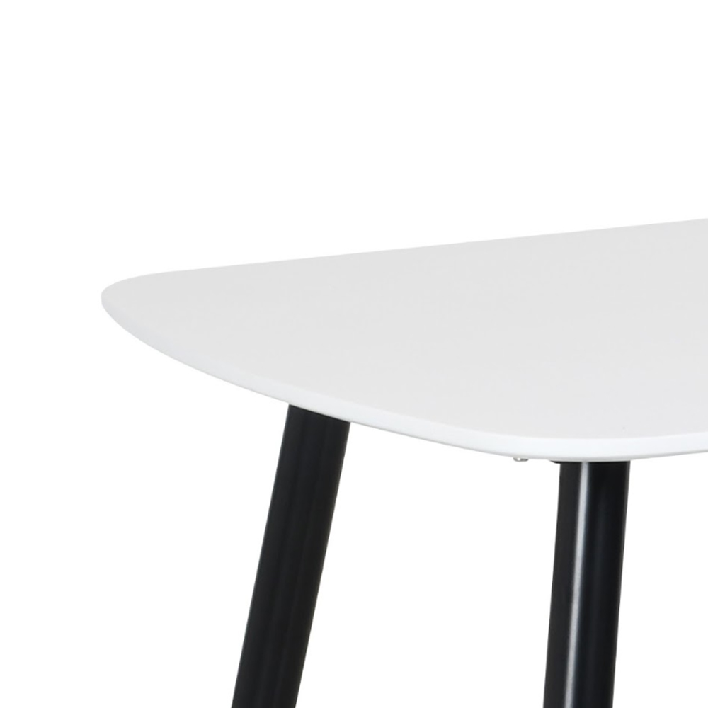 Arta White Rectangular Wooden Dining Table with 4 Swivel Green Fabric Chairs