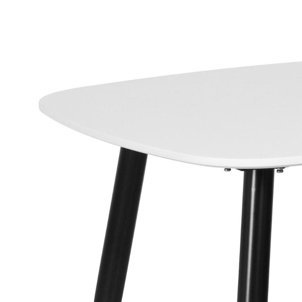 Arta White Square Wooden Dining Table with 2 Swivel light Grey Fabric Chairs