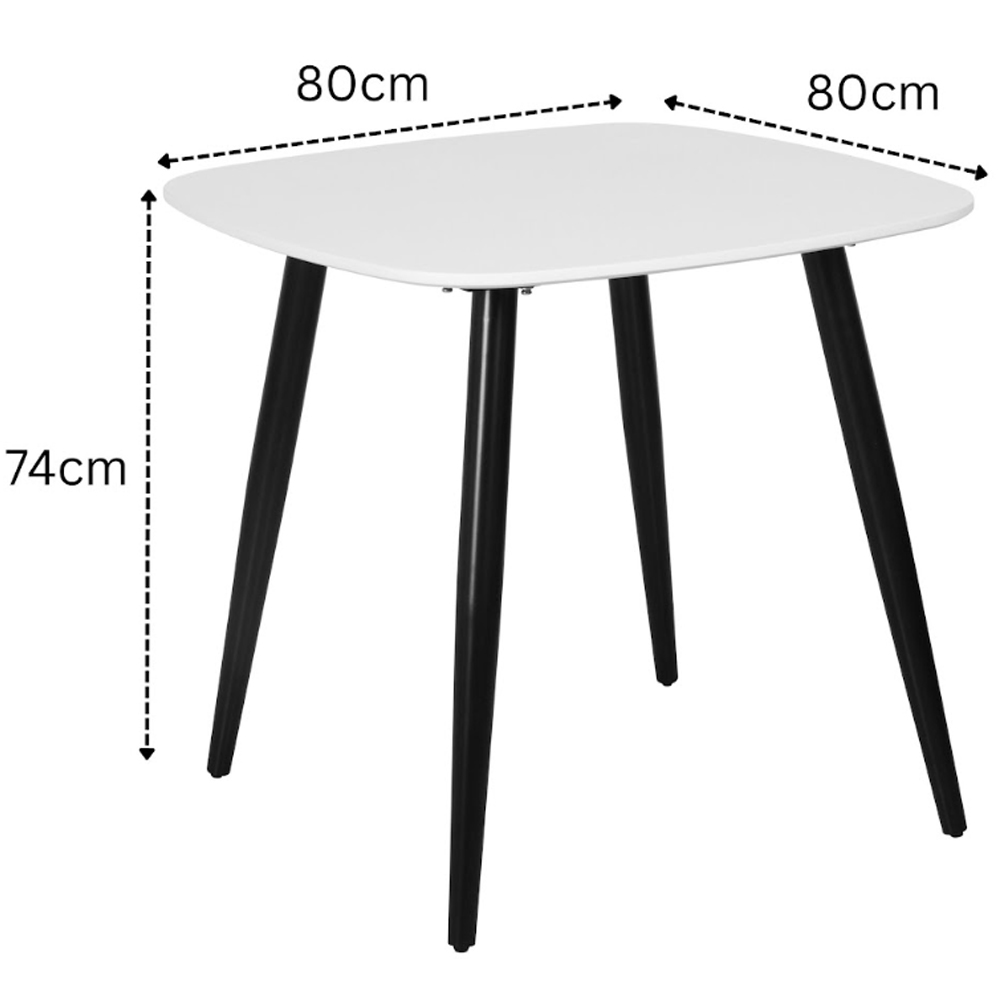 Arta White Square Wooden Dining Table with 2 Swivel light Grey Fabric Chairs