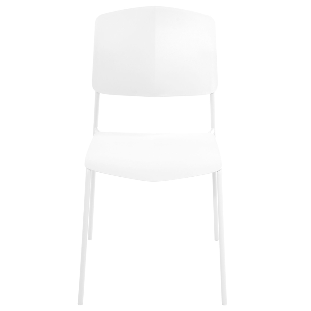 Arta White Straight Plastic Dining Chairs - Pair