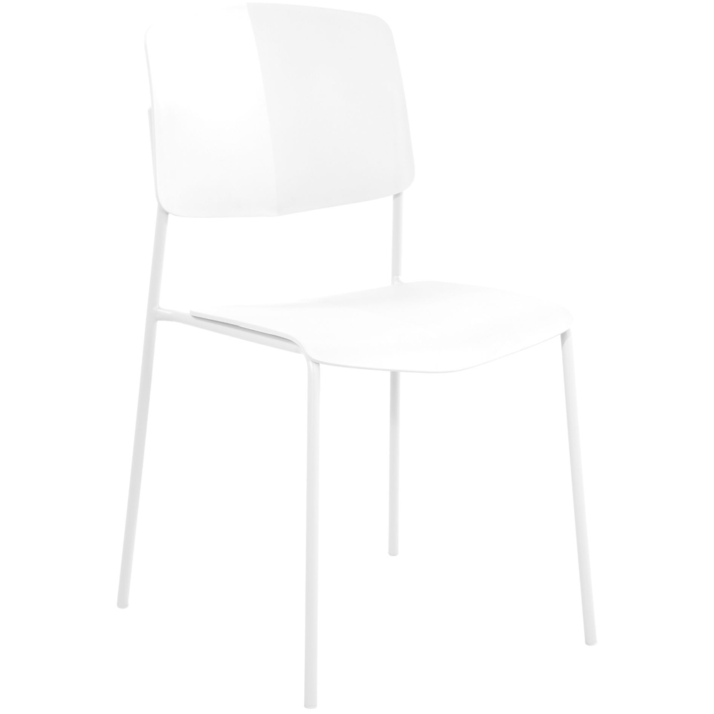 Arta White Straight Plastic Dining Chairs - Pair