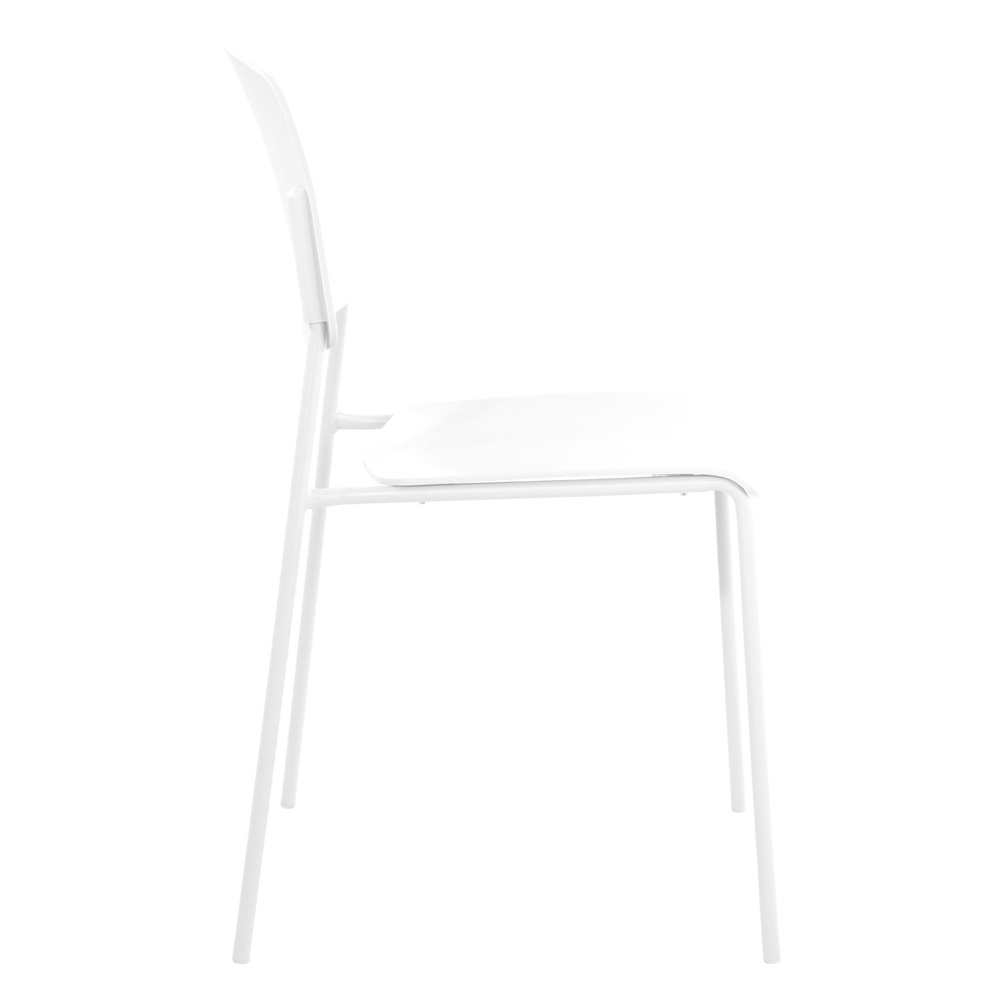 Arta White Straight Plastic Dining Chairs - Pair