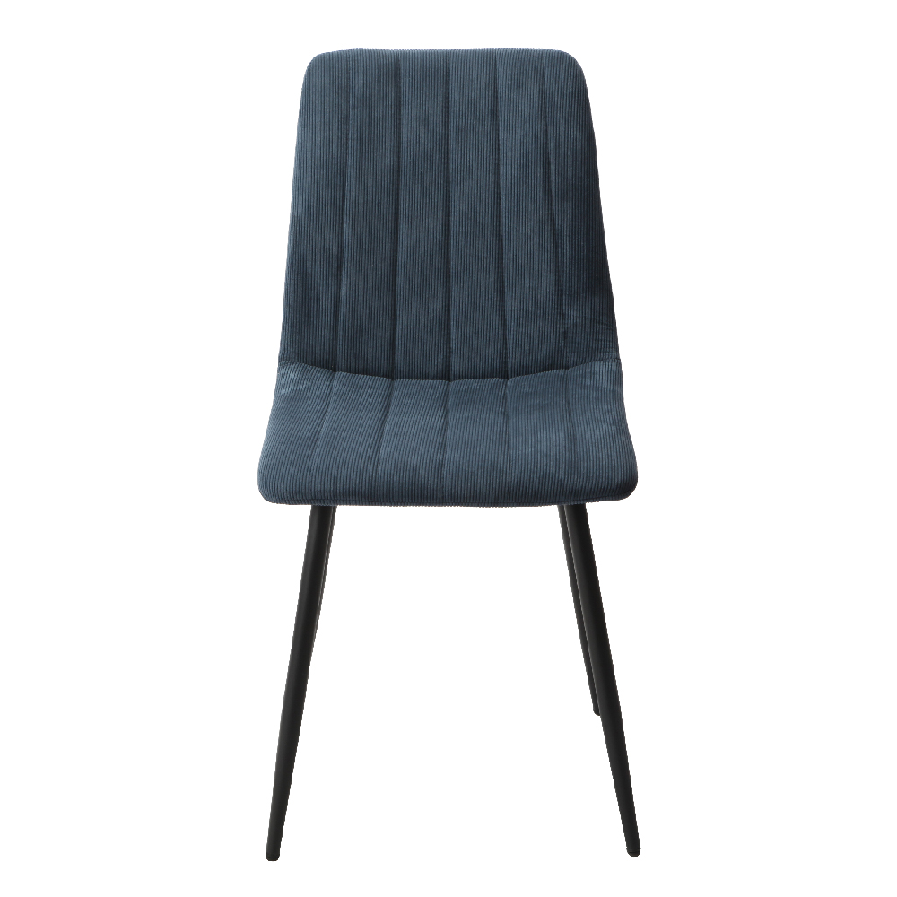 Arta White Wooden Dining Table 4 Blue Straight Chairs