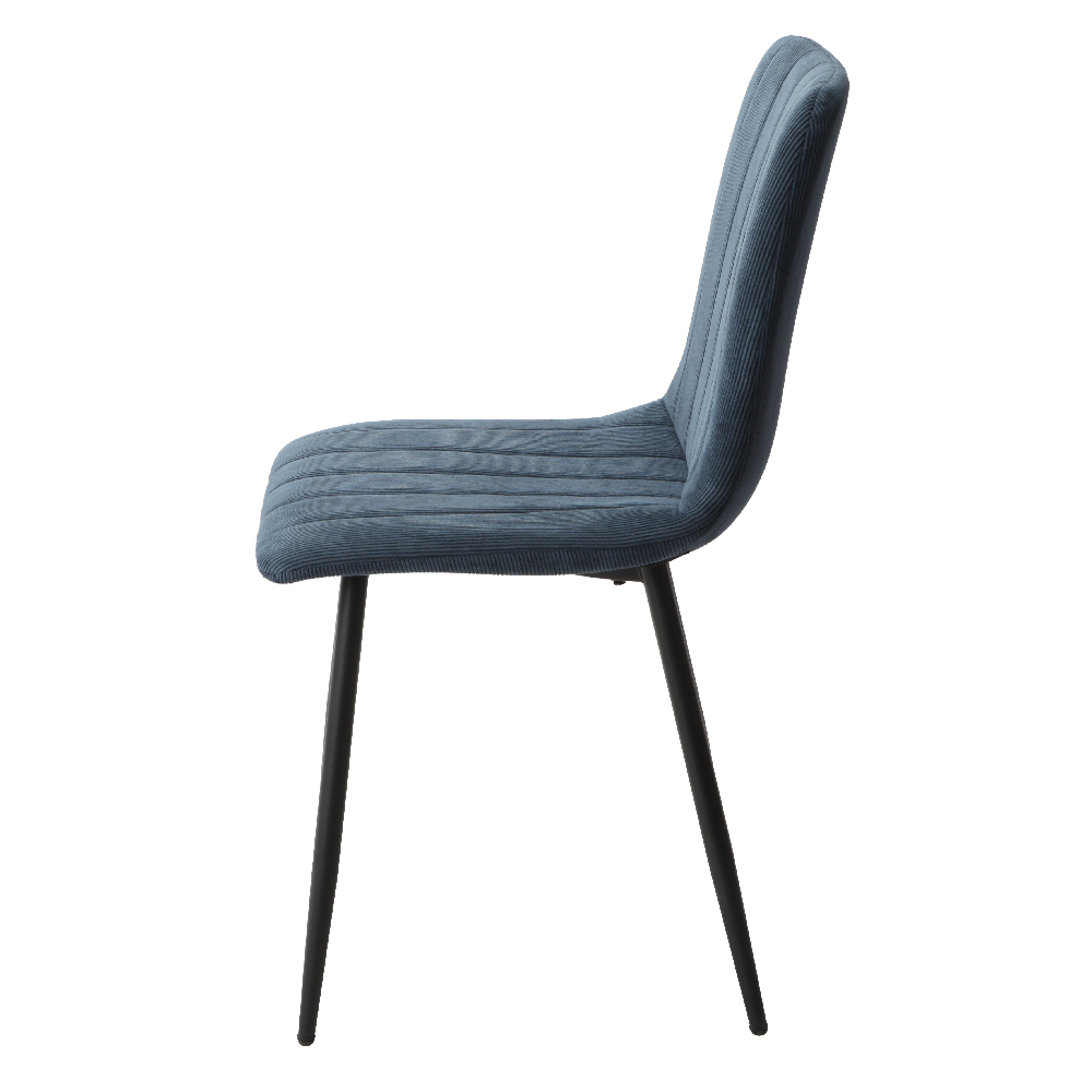 Arta White Wooden Dining Table 4 Blue Straight Chairs