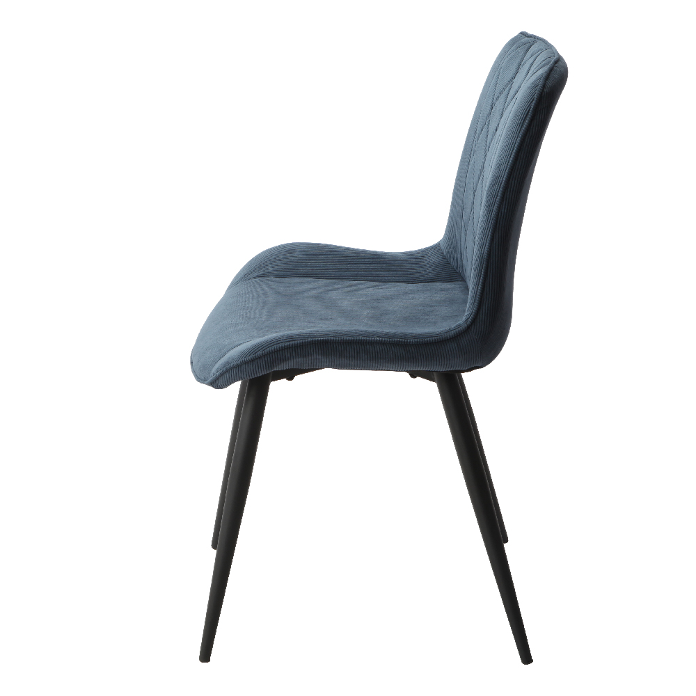 Arta White Wooden Dining Table 4 Blue Straight Chairs