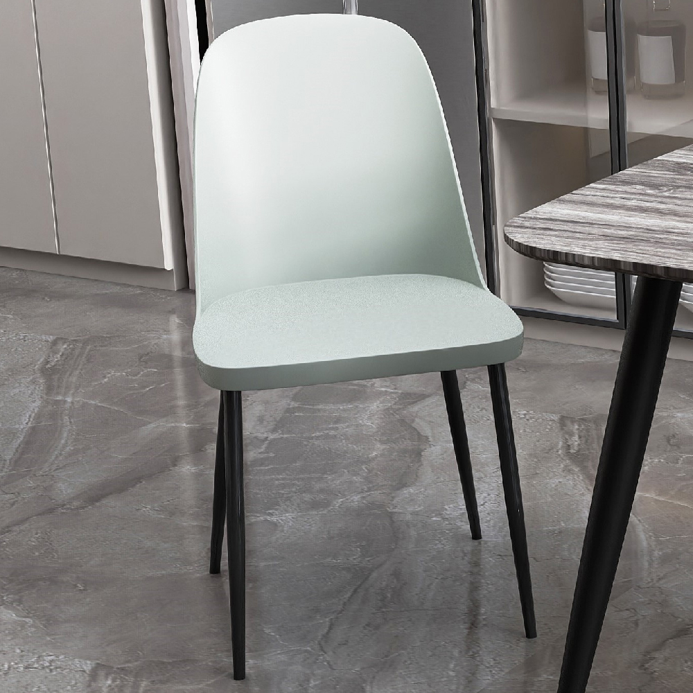 Arta White Wooden Dining Table 4 Curve Plastic Grey Chairs