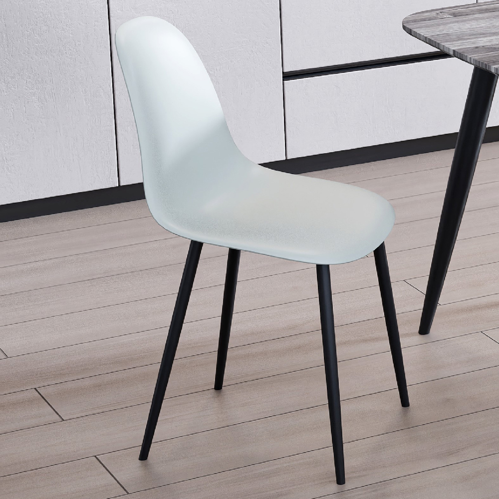 Arta White Wooden Dining Table 4 Duo Plastic Grey Chairs
