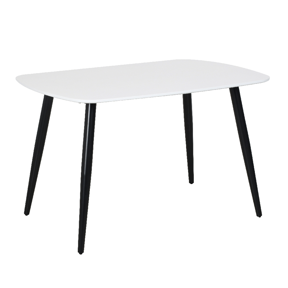 Arta White Wooden Dining Table 4 Light Grey Straight Chairs