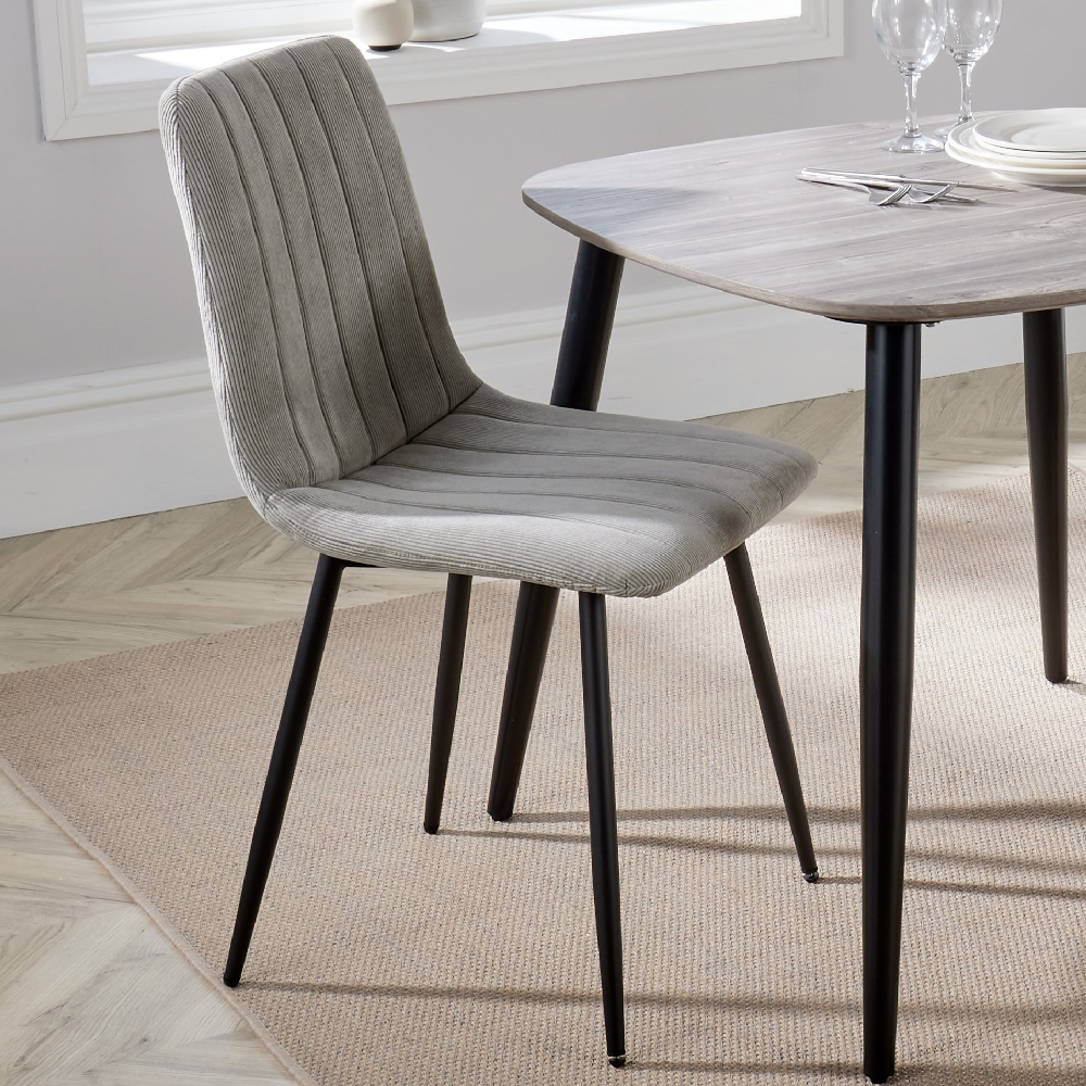 Arta White Wooden Dining Table 4 Light Grey Straight Chairs
