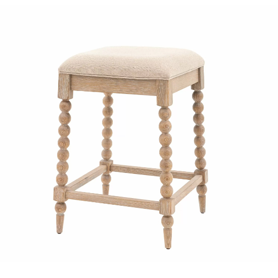 Arta Fabric Square Bar Stool In Natural