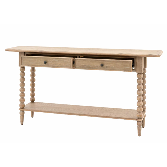Arta Wooden Console Table With 2 Drawers In Natural