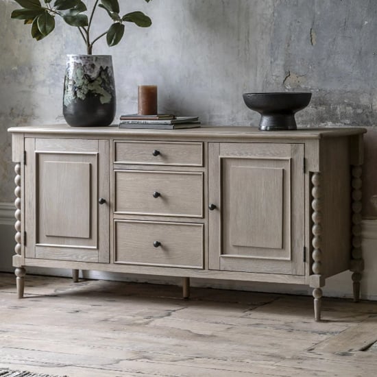 Product photograph of Arta Wooden Sideboard With 2 Doors 3 Drawers In Natural from Furniture in Fashion