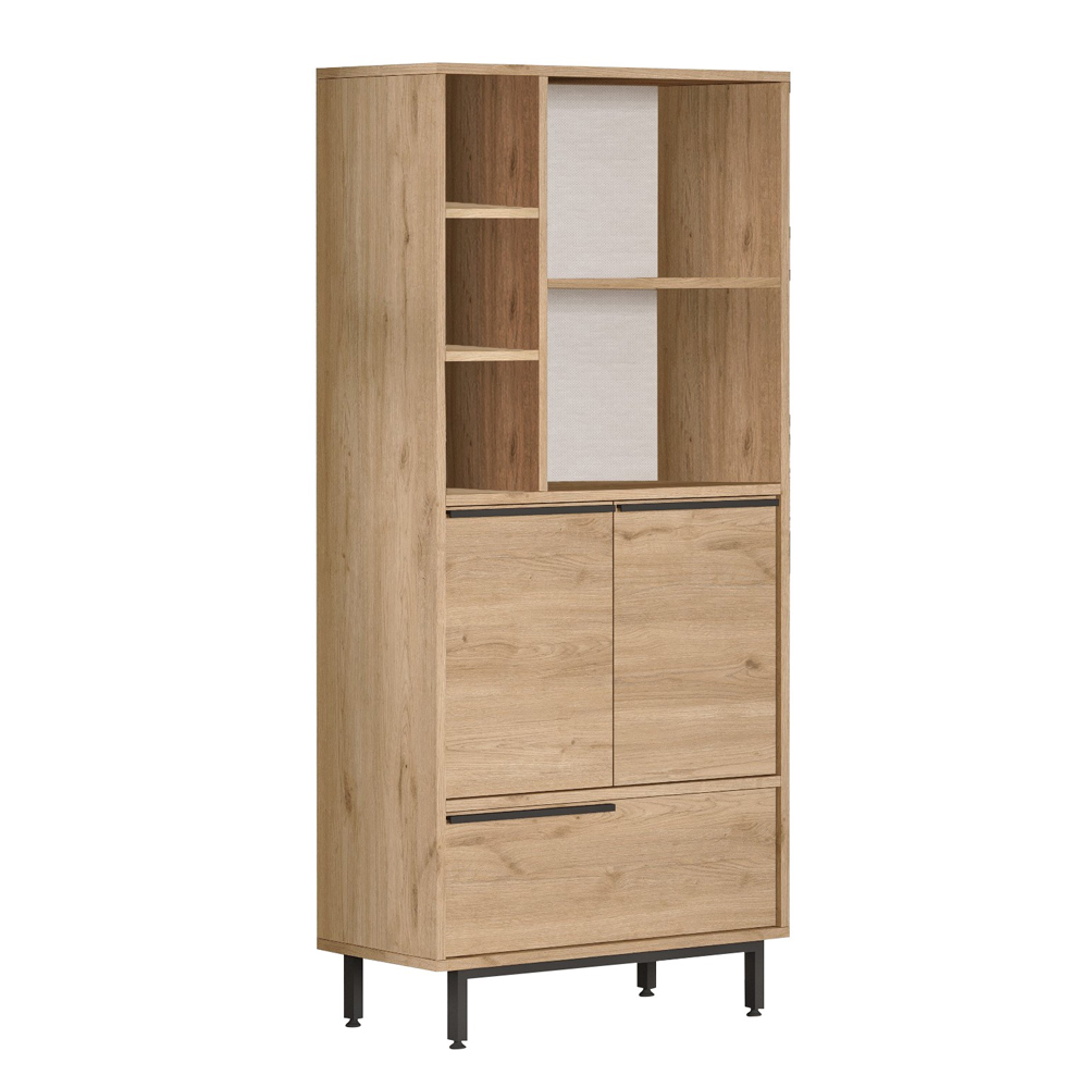 Novaro Wooden Coffee Station Cabinet with 3 Doors 4 Shelf in Walnut
