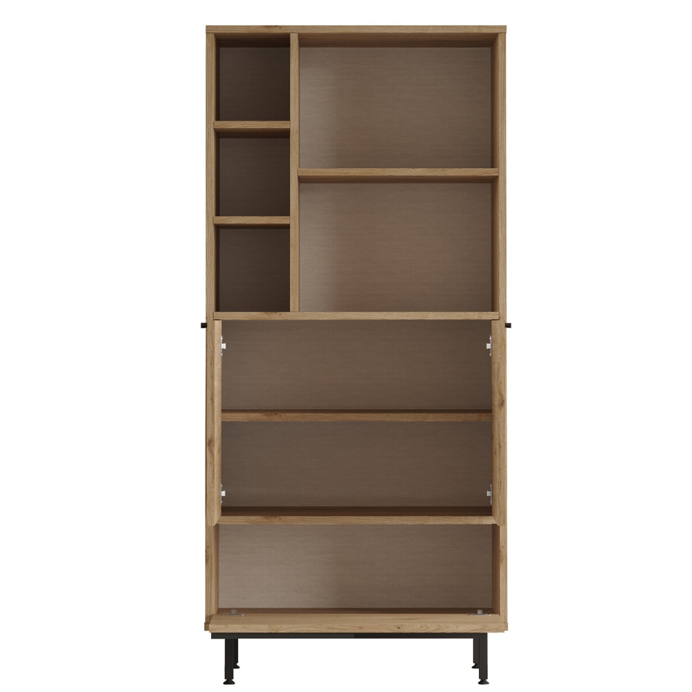 Novaro Wooden Coffee Station Cabinet with 3 Doors 4 Shelf in Walnut