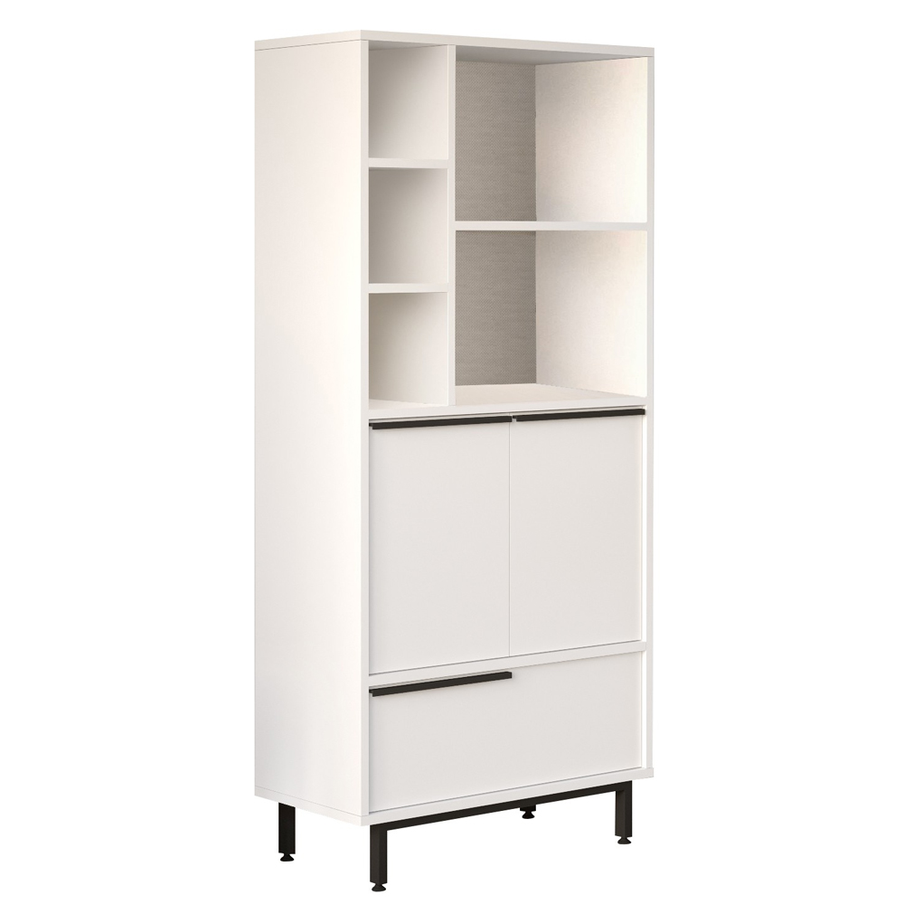 Novaro Wooden Coffee Station Cabinet with 3 Doors 4 Shelf in White