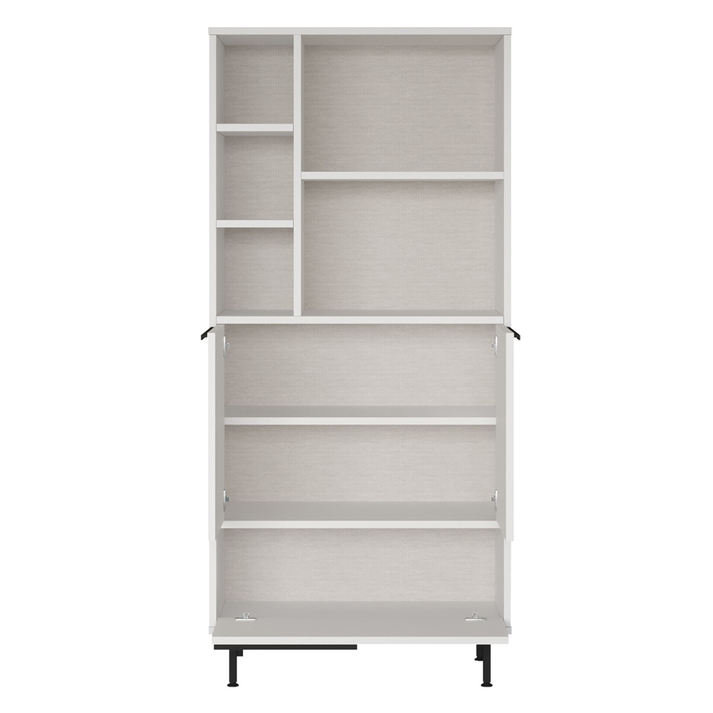 Novaro Wooden Coffee Station Cabinet with 3 Doors 4 Shelf in White