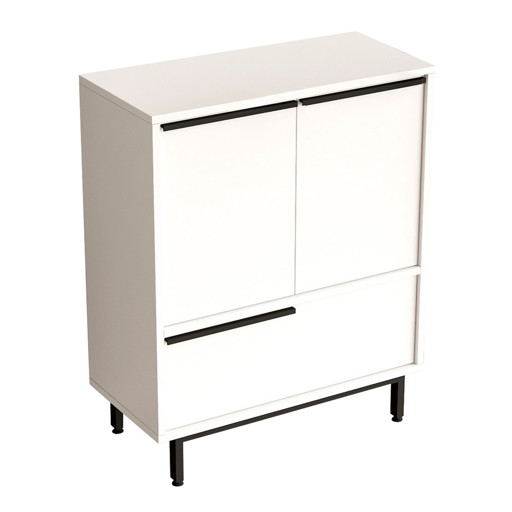 Novaro Wooden Coffee Station Cabinet with 3 Doors in White