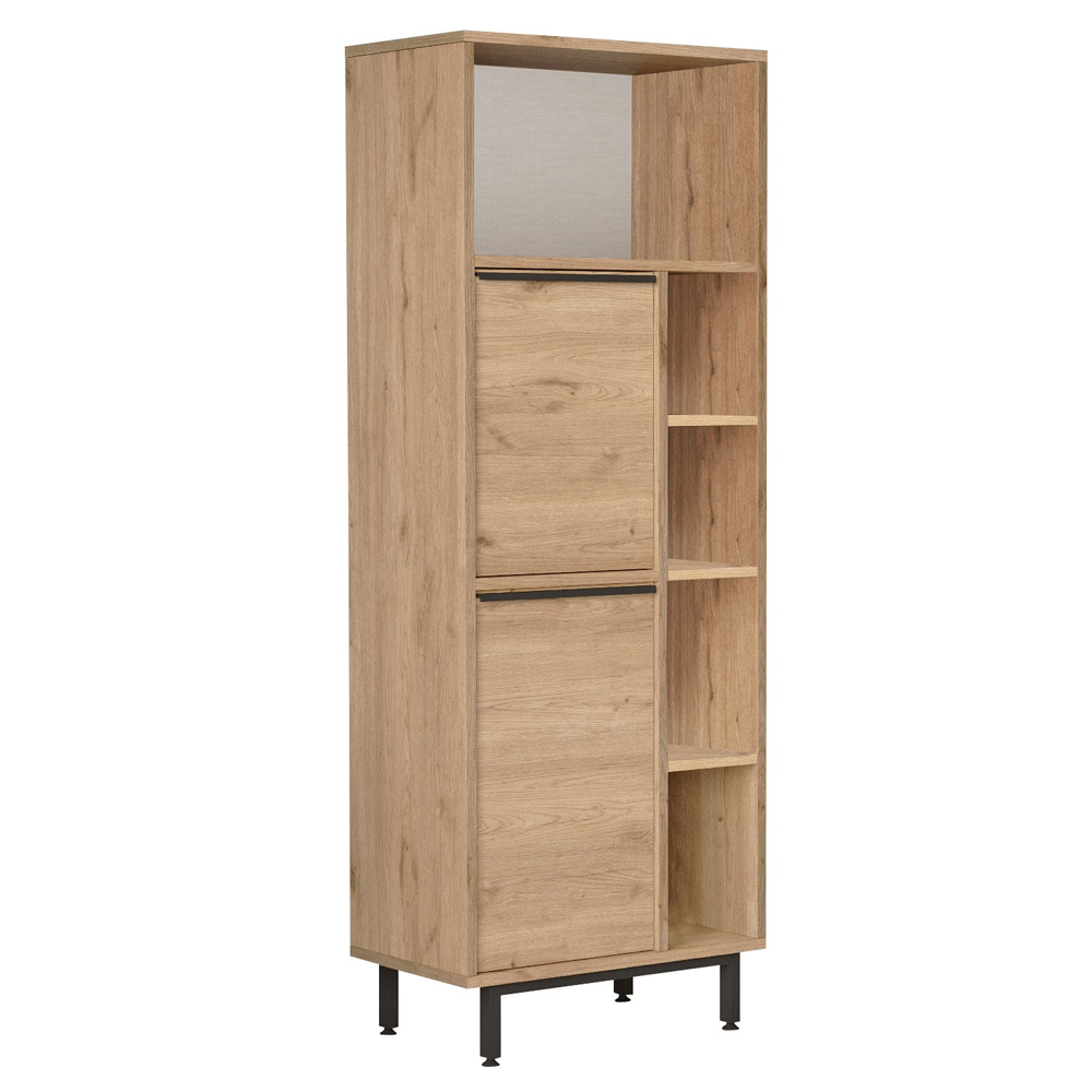 Novaro Wooden Coffee Station Cabinet with 5 Shelf in Walnut