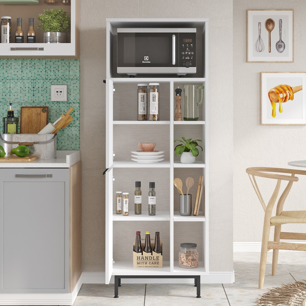 Novaro Wooden Coffee Station Cabinet with 5 Shelf in White