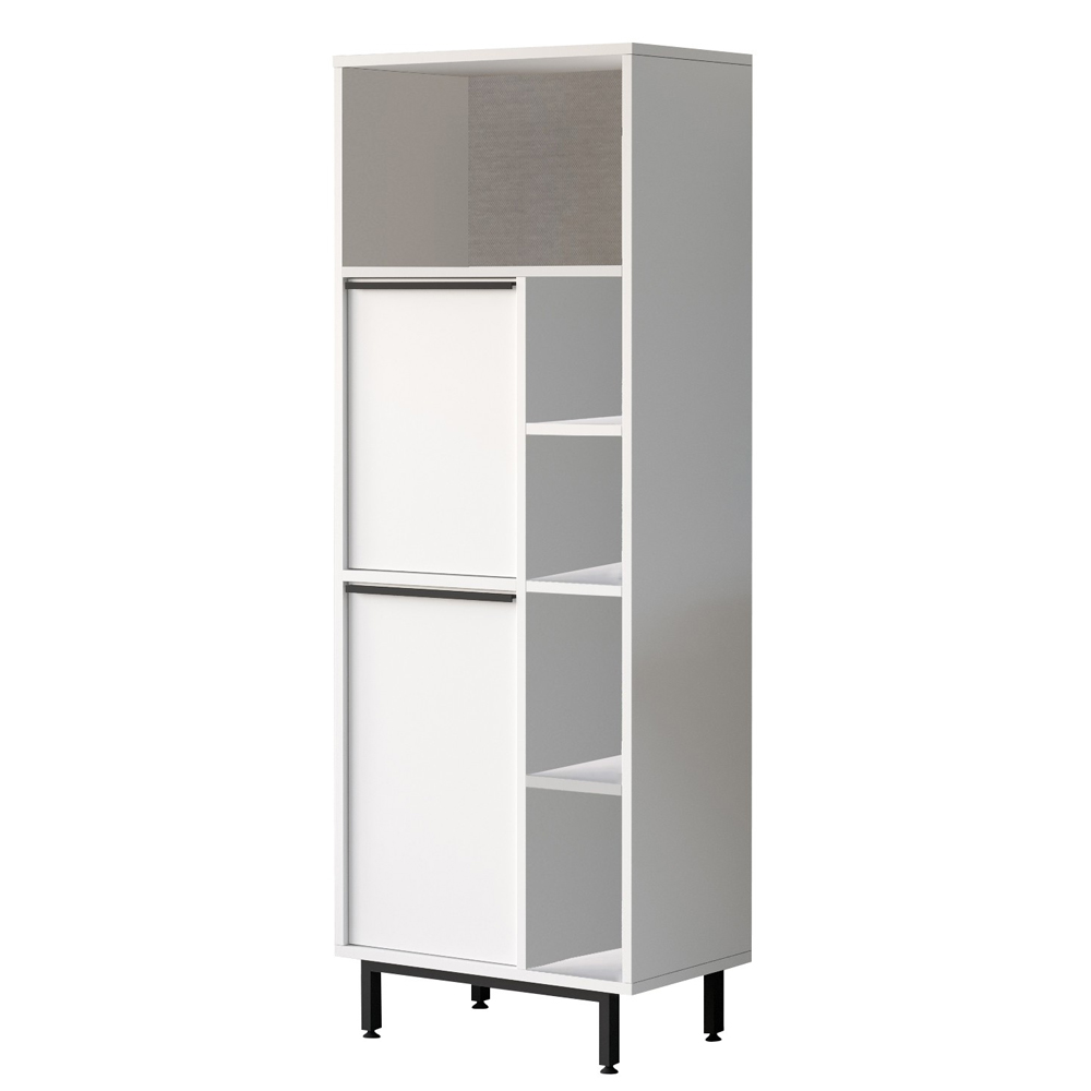 Novaro Wooden Coffee Station Cabinet with 5 Shelf in White